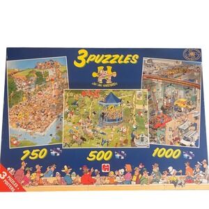 Jan van Haasteren 3 Puzzle Set 500 750 1000 Pieces Jumbo 00368 with Poster